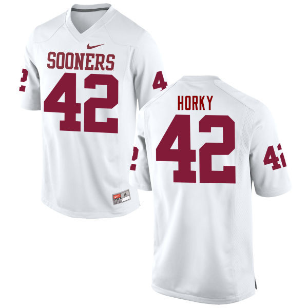 Oklahoma Sooners #42 Wesley Horky College Football Jerseys Game-White